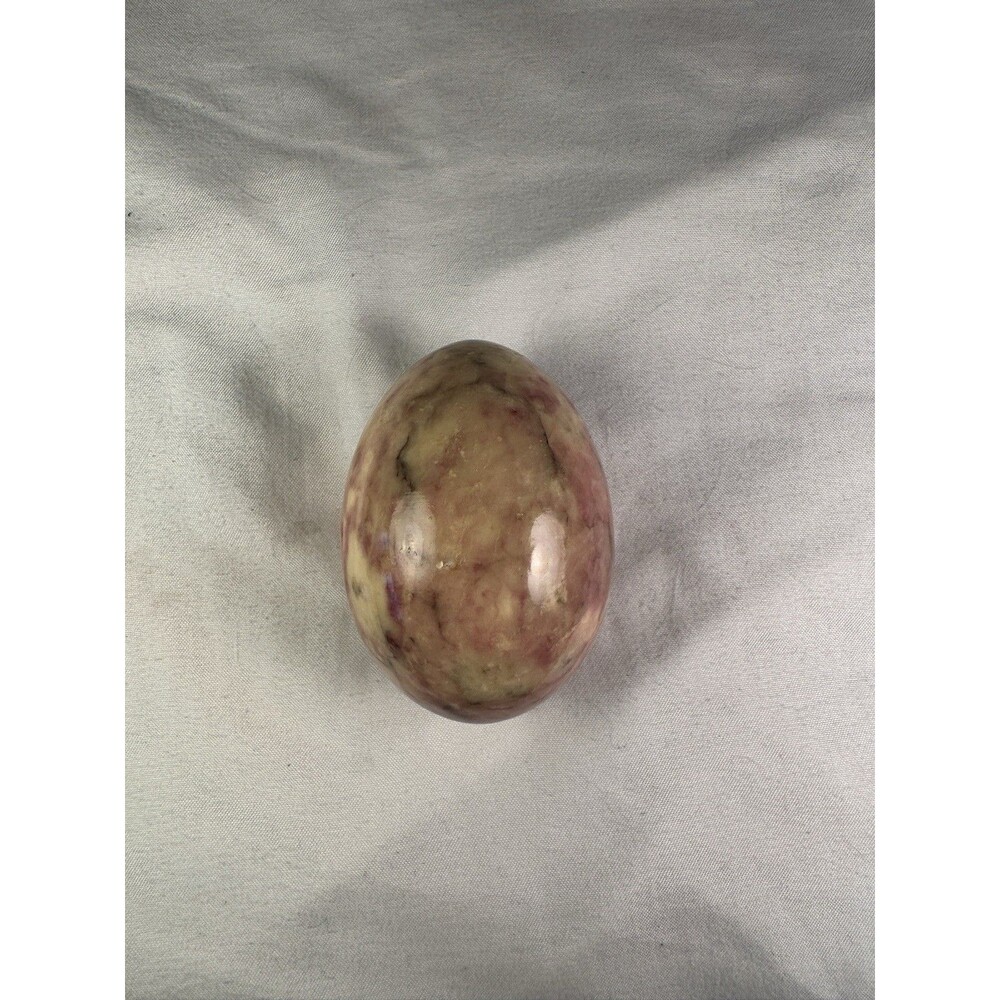 Vintage Large 2.75" Rhodonite Specimen Egg - Natural Pink & Black Stone